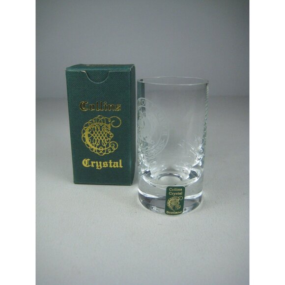 Collins Crystal Engraved CLAN Cunningham Scotch Whisky Glass With Box - Picture 1 of 10